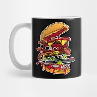 BBQ Hickory Bacon Double Cheese Burger with Vinyl Record Mug